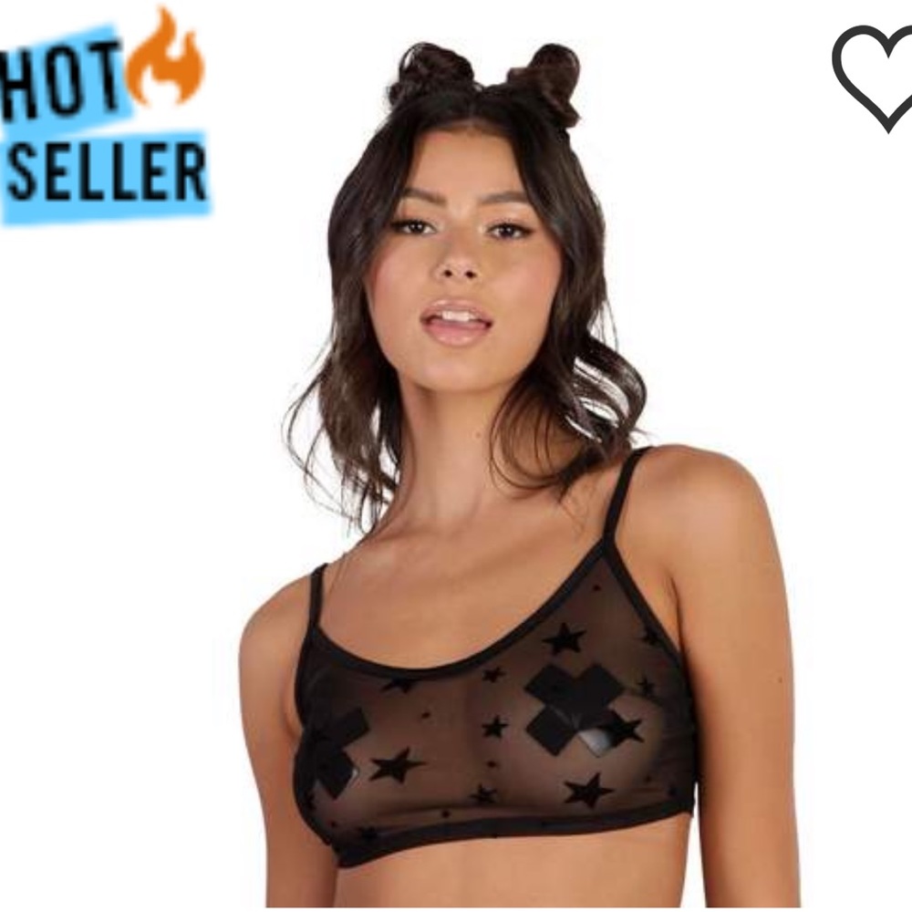 IHR black star design mesh top